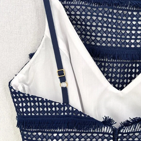 ANTHROPOLOGIE Hutch Crochet Dress Womens 0 Navy Blue Sleeveless Lace NWOT - Picture 9 of 15